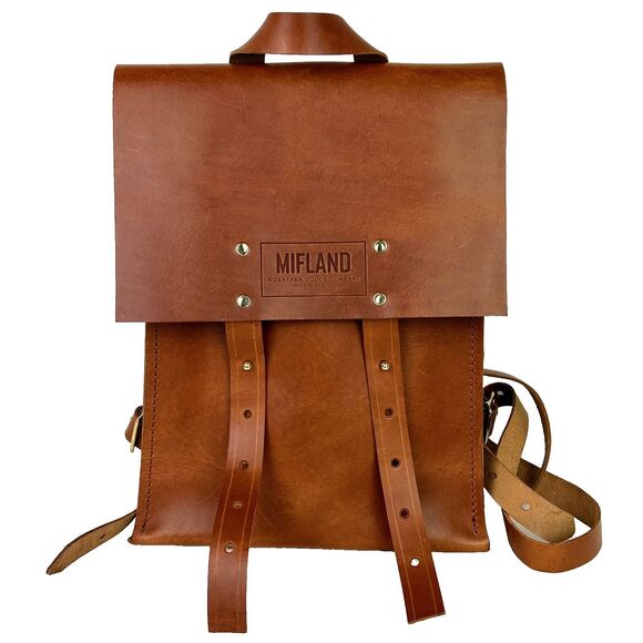 Mifland Standard Rucksack USA Made Full Leather Backpack Tan Oil Copper Bag - Picture 1 of 13
